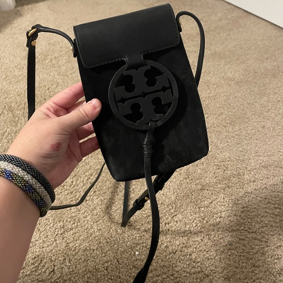 Tory Burch Handbags - Tory Burch Black Suede Leather Smartphone crossbody